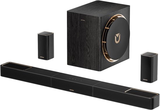 Professionele Soundbar met Dolby Atmos, 5.1.4 Surround Sound Systeem, Draadloze Achterluidsprekers en Subwoofer van Merkloos