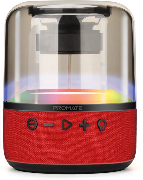 ProMate® Premium Bluetooth Speaker, 10W True Wireless Draagbare LED Speaker met 360-Graden HD Geluid, Lichtshow, 6 Uur Speeltijd, 3.5mm Audio Jack, USB Poort en TF Kaart Slot, Universeel, Telefoon, iPad, Laptop, Tablet, TV, PC, Glitz-L.Rood. van Merkloos