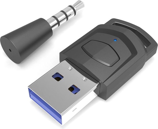 Provium Bluetooth 5.0 audio adapter transmitter - draadloze headset 3.5mm aux verbinding - voor o.a. laptop - PS4 - PS5 en headset - zwart van Pro