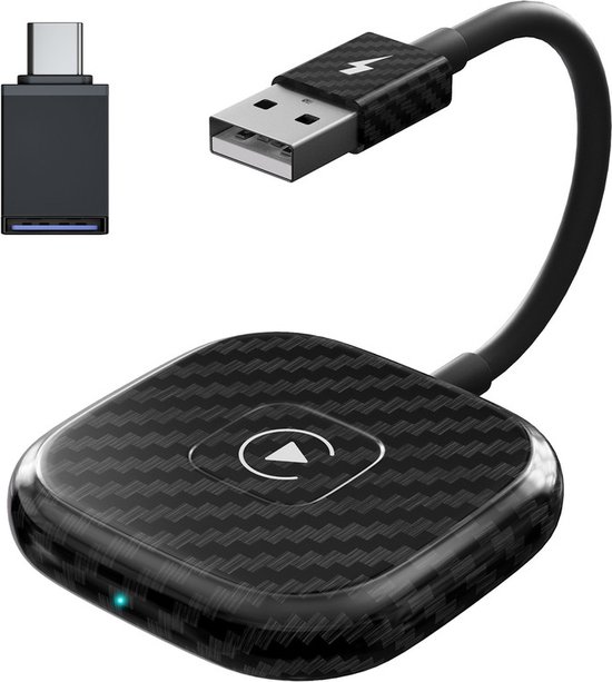 Provium Carplay Dongle - voor Apple Carplay - Draadloos - Draadloze verbinding - alleen voor Apple Carplay voor iPhone - USB en USB-C - carbon van Pro