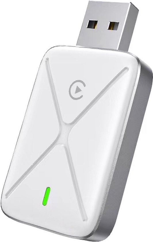 Provium Carplay Dongle - voor Apple Carplay en Android Auto - Draadloos - Draadloze verbinding voor o.a. iPhone en Samsung - USB aansluiting - wit van Merkloos