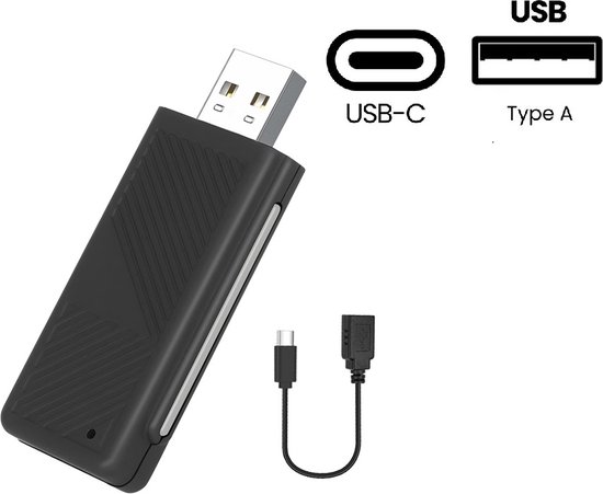 Provium Carplay Dongle - voor Apple Carplay en Android Auto - Draadloos - Draadloze verbinding voor o.a. iPhone en Samsung - USB en USB-C - met extra usb-c kabel - zwart van Pro