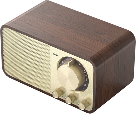 PULUZ 1 Stuk Bluetooth Speaker Retro Houten Notenhout Kleur JY66 Draagbare Radio Bass Speaker TF-Card USB van Merkloos