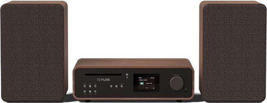 Pure 252807 draagbare stereo-installatie 50 W DAB, DAB+, FM Zwart, Walnoot MP3 afspelen van $