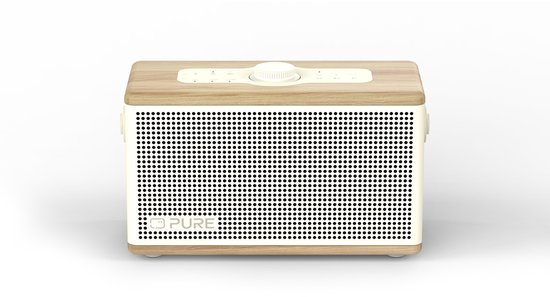 Pure Classic Aura - De draagbare Bluetooth-luidspreker met sfeerverlichting, Katoen wit/Eiken van Harman Kardon