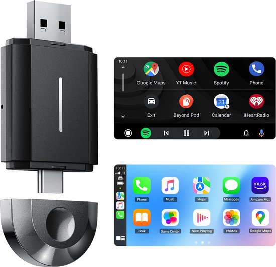 Puresolve - Carplay Dongle - 2 in 1 - Android - Apple- usb - draadloos - 2024 model - Carplay Dongle - van Pure