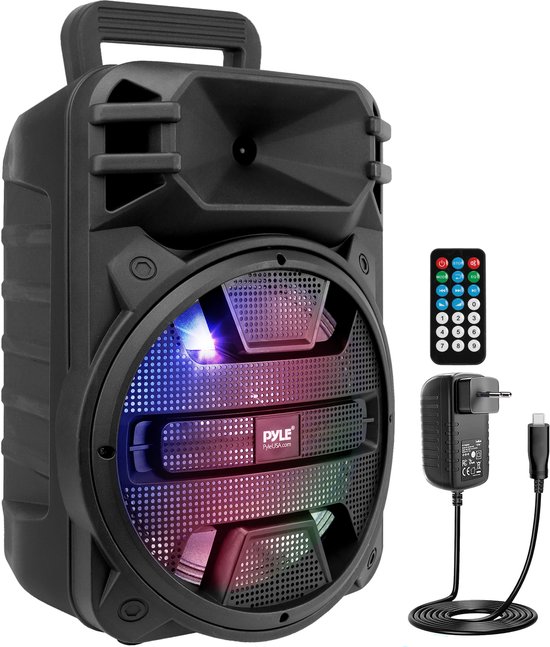 Pyle Bluetooth Luidspreker - Draagbare Speaker met Wielen - 800 Watt - Karaoke Luidspreker met DJ LED Verlichting - USB, FM, BT, Aux, Afstandsbediening, Mic-Ingangen - Ingebouwde Oplaadbare Batterij van Merkloos