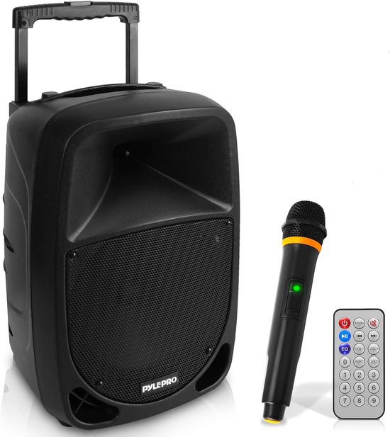 Pyle Bluetooth Luidsprekersysteem - 1000W - Draagbare Bluetooth Luidspreker - 25 cm Subwoofer - UHF Draadloze Microfoon - MP3, USB, SD - Oplaadbare Batterij - LED Batterij-Indicatoren - Zwart