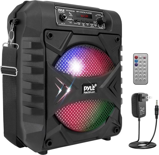 Pyle Bluetooth Luidsprekersysteem - 300W - Draagbare Oplaadbare Bluetooth Speaker - Binnen en Buiten - Subwoofer Systeem - AUX- Microfooningang - Partylampen - MP3, USB - Radio - Afstandsbediening van Pyle