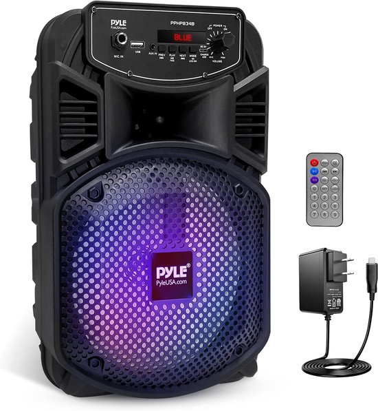Pyle Bluetooth Luidsprekersysteem - Draagbare Speaker - 300W - Subwoofer - 2,54 cm Tweeter - Microfooninvoer - Feestverlichting - MP3,USB - Radio - Afstandsbediening van Merkloos