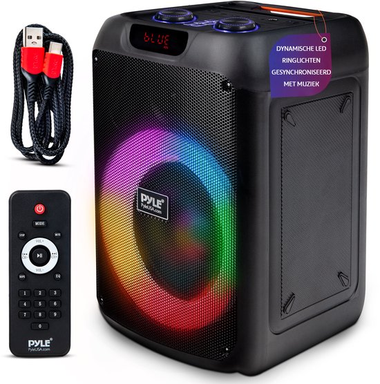 Pyle Bluetooth Party Speaker – 100W – True Wireless Stereo – Krachtige Bas & Helder Geluid – Draagbare Grote Speaker van Merkloos