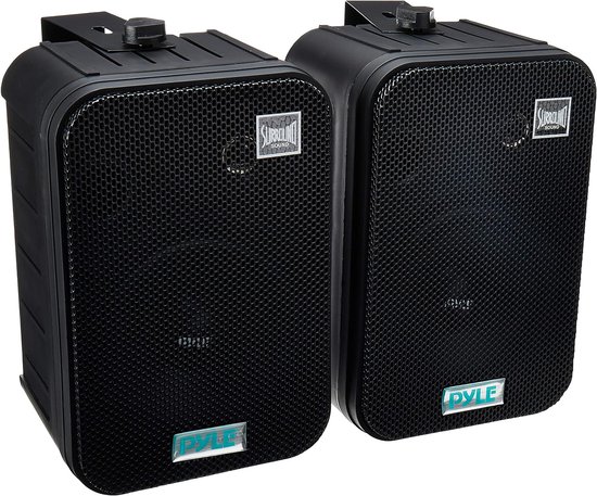 Pyle Home PDWR50B waterbestendig universeel duo luidsprekersysteem binnen-buiten - Zwart - Zwembad