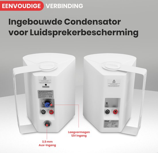 Pyle Luidsprekers - 2-Weg Speakers - Plafondluidsprekers -Buitenluidsprekers- Stevige Universele Bevestiging – 200 W - Geschikt voor Zwembad, Patio en Binnengebruik -Wit