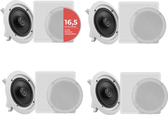 Pyle Luidsprekers, 4 Bluetooth Plafondluidprekers 200 Watt, Inbouwluidsprekers voor Thuis