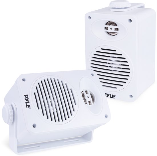 Pyle Luidsprekerset- Indoor/Outdoor – 200 W – Waterdicht – 2-weg Full-Range – 8,9 cm Speakers – Wit (Set van 2)