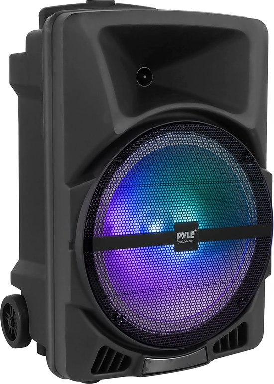 Pyle Party speaker Bluetooth, Draagbare Luidspreker met Wielen, 800W, DJ Stereo Speaker, met MP3 AUX 3,5 mm Ingang- Knipperende Partylamp, FM Radio van Pyle