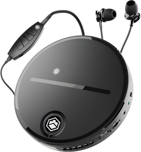 QIN® CD Speler - Draagbare CD Speler - Portable CD Speler - Zwart - 15cm x 15cm x 3cm
