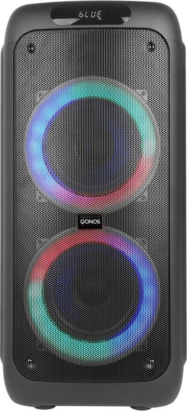 QONOS BLUETOOTH PARTYSPEAKER PARTY ONE MET EXTRA BASS FUNCTIE INCL. 1 DRAADLOZE MICROFOON van QONOS
