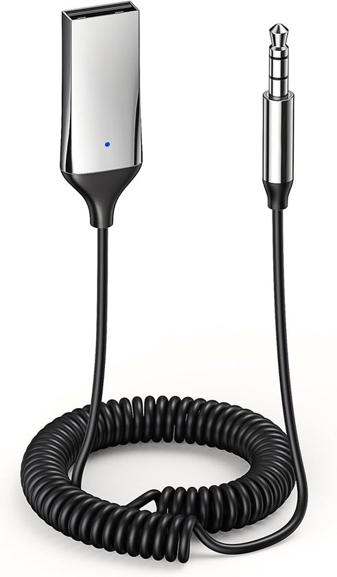 Qost - Bluetooth 5.0 Transmitter - Auto USB naar AUX Bluetooth Ontvanger - Audio Adapter naar 3.5mm Jack - Carkit - Spacegrey van Merkloos