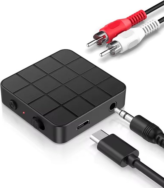 Qost - Bluetooth Transmitter & Receiver - BT 5.0 - 3.5MM AUX / RCA - Bluetooth Zender - Bluetooth Ontvanger - Bluetooth Transmitter - Bluetooth Receiver van Merkloos