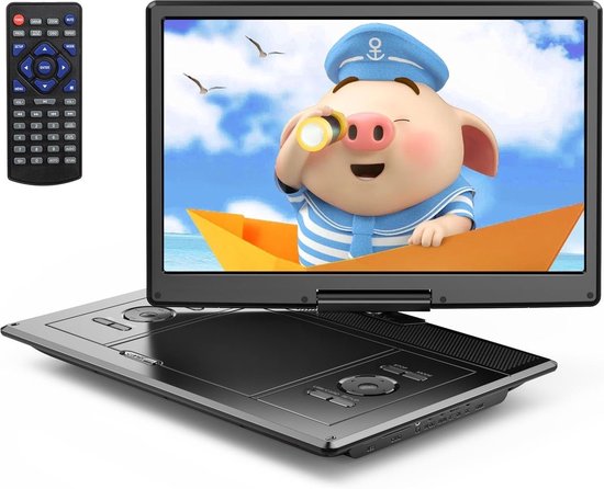 QPFO® Draagbare dvd speler - 17.5 inch - Groot hd draaibaar scherm 15.5 inch - 4 tot 6 uur speeltijd - Usb sd kaart ondersteuning - Geheugenfunctie