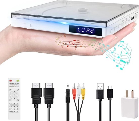 QPFO® DVD Speler met HDMI - Compacte DVD en CD Speler - Full HD 1080p - Inclusief HDMI Kabel en Afstandsbediening - Wit
