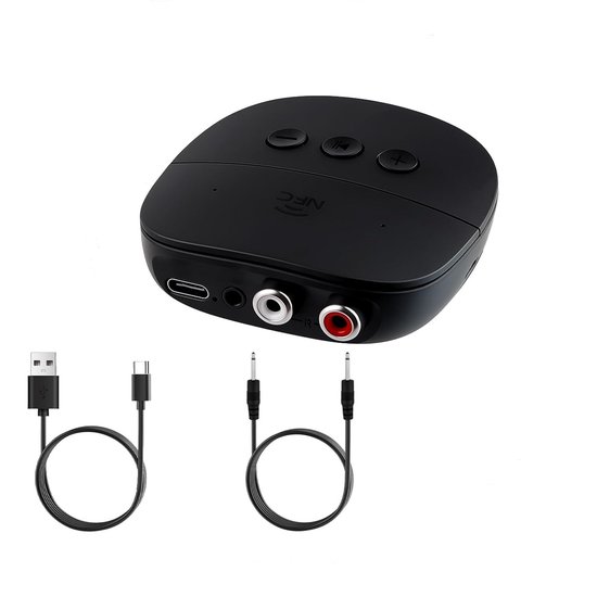 QTTVBTNA -Bluetooth 5.2 Ontvanger met NFC- Multi Connect Bluetooth Receiver & Transmitter - AUX & RCA Audio Adapter - Voor Auto, Versterker & Speakers van Merkloos