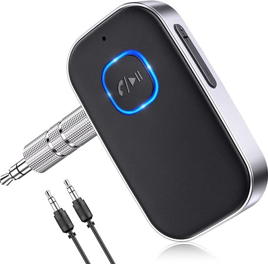 QTTVBTNA -Bluetooth 5.3 AUX Adapter Auto – Draadloze Bluetooth Ontvanger met Ruisonderdrukking, 16 Uur Batterij, 3.5mm Jack voor Auto, Koptelefoon, Speaker en Versterker van TechRise