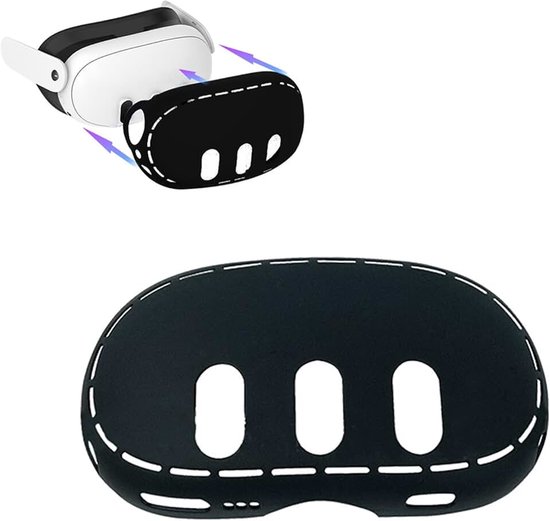Quest 3 Virtual Reality Headset beschermhoes siliconen hoes, compatibel met Meta Quest 3, schokbestendig volledige VR-bescherming (zwart)