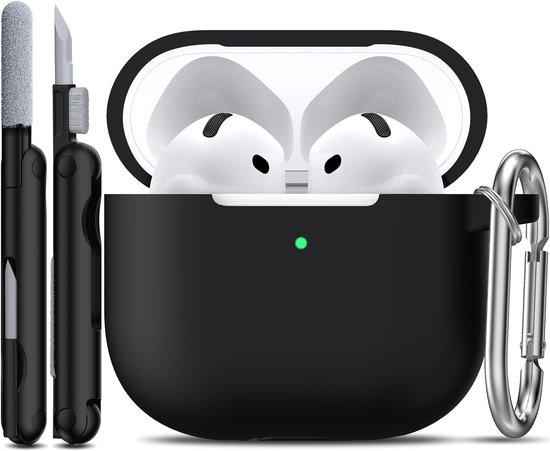 R-fun voor AirPods 4 Hoes (2024) Zacht Siliconen - Zwart