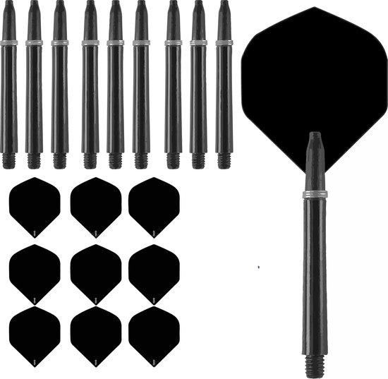 R4X flights zwart en shafts short zwart 3 sets van R4X