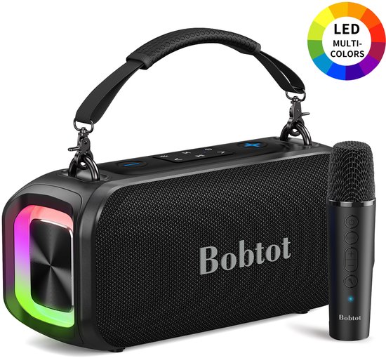 Rayofi Bluetooth speaker - Party Speaker - Draagbare muziek Box - Speakers - LED verlichting - Bluetooth - Karaoke - zwart van Merkloos