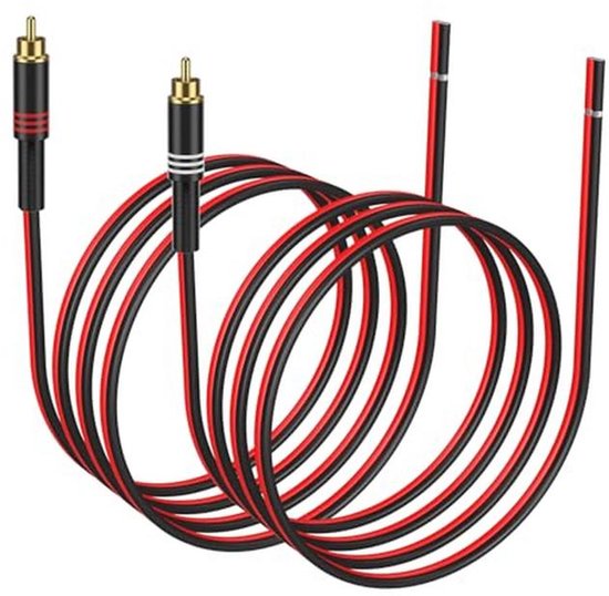 RCA naar Speaker Draad Adapter - 2 Pack 20AWG 2m - RCA Male naar Onbeveiligde Speaker Draad Verbinder voor Repareren van Speaker Kabels van Merkloos