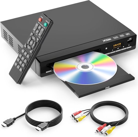 Regiovrije DVD Speler - CD speler - Thuisbioscoop Genot - Inclusief HDMI Kabel - Compact - Zwart
