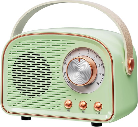 Retro Bluetooth Luidspreker Draadloos Vintage Speaker – Draagbaar Buiten Bluetooth Speaker Cyaan, Ondersteunt TWS Koppeling, USB-Stick, TF Kaart & AUX, Geschikt voor Thuis, Reizen en Buitenactiviteiten