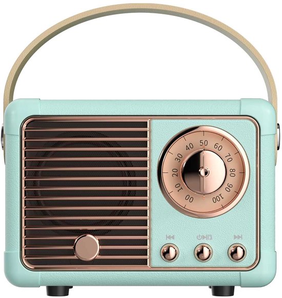 Retro Bluetooth Luidspreker - Draadloze Mini Speaker 10x7x5 cm - Vintage Design - Bluetooth 5.0 - Krachtig Geluid - Langdurige Speeltijd - Blauw van Merkloos