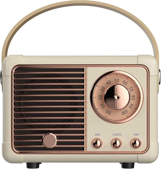 Retro Bluetooth-luidspreker, draagbare draadloze luidspreker, helder stereogeluid, rijke bas, vintage design, perfect verjaardagscadeau voor een meisje (beige). van Merkloos