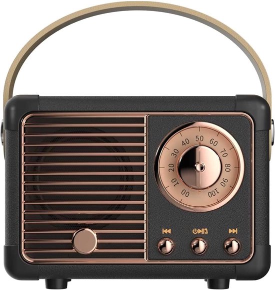 Retro Bluetooth-luidspreker, draagbare draadloze luidspreker, helder stereogeluid, rijke bas, vintage design, perfect verjaardagscadeau voor een meisje (zwart). van Merkloos