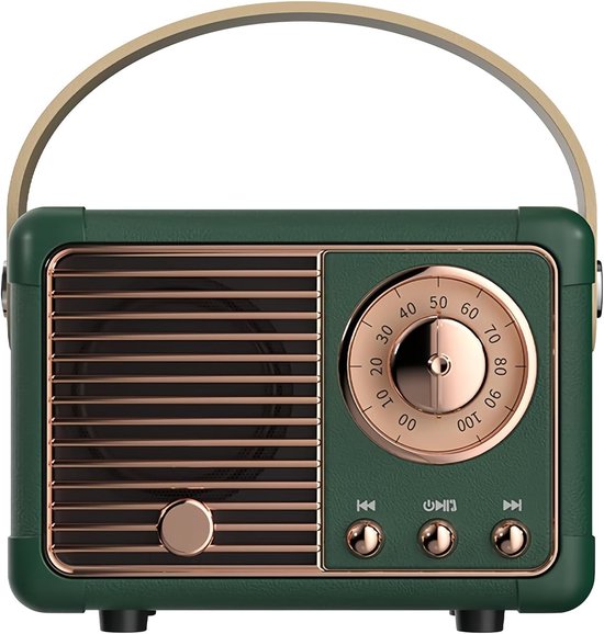 Retro Bluetooth-luidspreker, mini draagbare bluetooth-luidspreker, retro radio, bluetooth-luidspreker, oplaadbaar, retro transistorradio, vintage radio voor thuis, cadeau (groen) van Merkloos