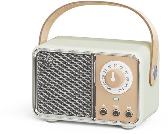Retro Bluetooth-luidspreker, vintage decoratie, draadloze Bluetooth-luidsprekers, schattige ouderwetse stijl voor keuken, bureau, slaapkamer, kantoor, feest, buiten, kawaii-accessoires (rookgroen)