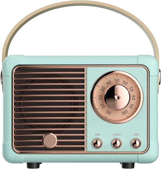 Retro Bluetooth-luidspreker, vintage decoratief, kleine draadloze Bluetooth-luidspreker, schattige retrostijl, geschikt voor keuken, bureau, slaapkamer, kantoor, feestjes en buiten - blauw. van Merkloos