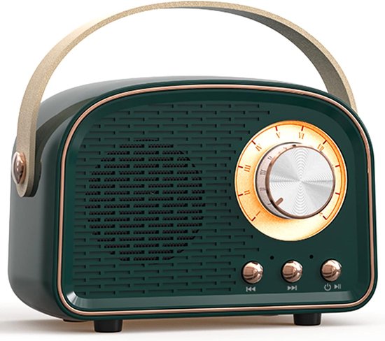 Retro-Bluetooth-Speaker-Draagbare-Radio-FM-Vintage-Luidspreker-Oplaadbaar-8-Uur-Speeltijd-Hout-Look van Merkloos