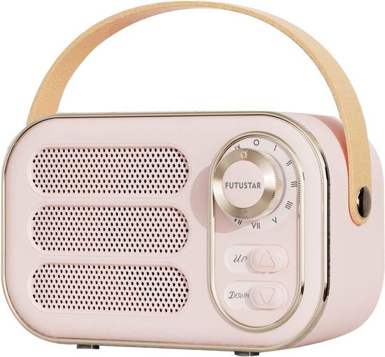Retro Bluetooth-speaker, draagbare vintage draadloze Bluetooth-speaker met hoog volume, ondersteuning voor TF-kaart, USB-stick en AUX-ingang, retrostijl voor keuken, slaapkamer, thuiskantoor en buitengebruik - Roze