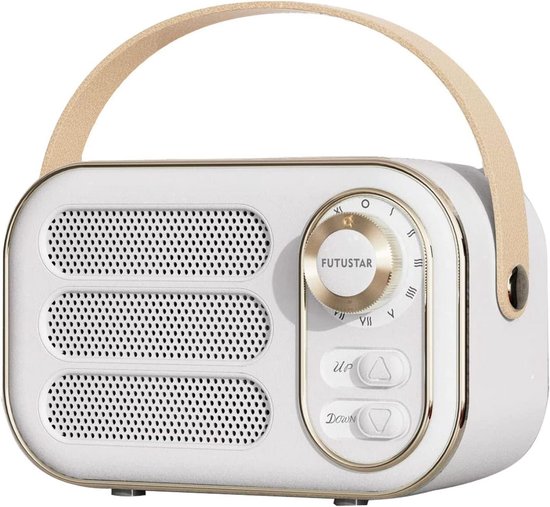 Retro Bluetooth-speaker, draagbare vintage draadloze Bluetooth-speaker met hoog volume, ondersteuning voor TF-kaart, USB-stick en AUX-ingang, retrostijl voor keuken, slaapkamer, thuiskantoor en buitengebruik - Wit