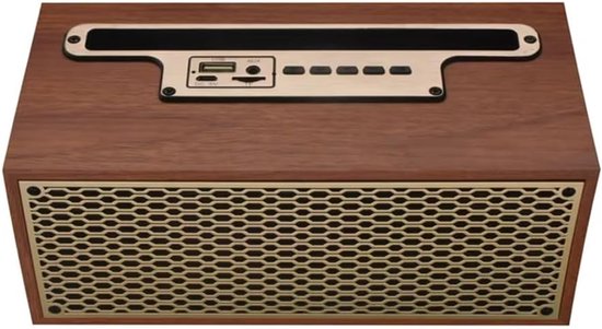 Retro Bluetooth Speaker met FM Radio - Draadloos - 8W Stereo - Bluetooth 5.0 - Roodbruin - 20.9 x 9.9 x 9.8 cm