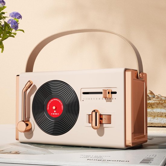 Retro Bluetooth-speaker – Vintage decoratie, draadloze mini-speaker in schattige retrostijl – Ondersteunt USB, TF-kaart, AUX en FM-radio – Geschikt voor slaapkamer, feestjes buiten en als verjaardagscadeau - Wit