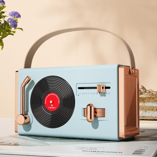 Retro Bluetooth-speaker - Vintage decoratieve mini-speaker in schattige retrostijl - Ondersteunt USB, TF-kaart, AUX en FM-radio - Geschikt voor slaapkamer, buitenfeestjes en als verjaardagscadeau - Blauw