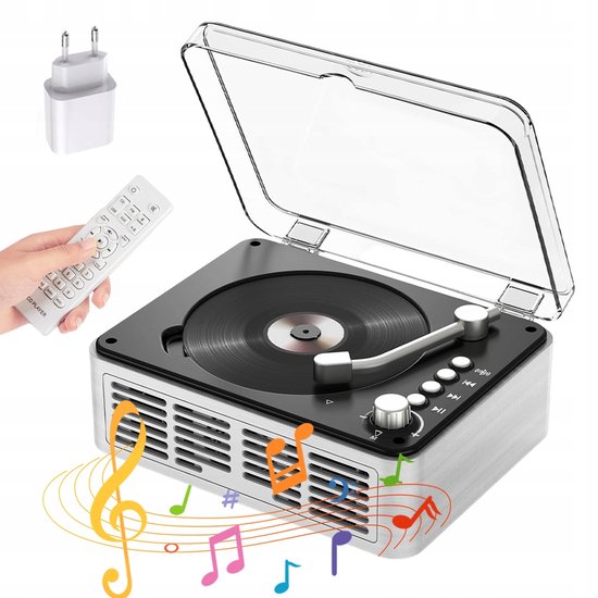 Retro CD Speler - Bluetooth Speaker - Meerdere afspeelmodi - Met Draadloze Verbinding & Afstandsbediening - Wit - AUX & FM Radio - Voor Huis & Slaapkamer van Merkloos