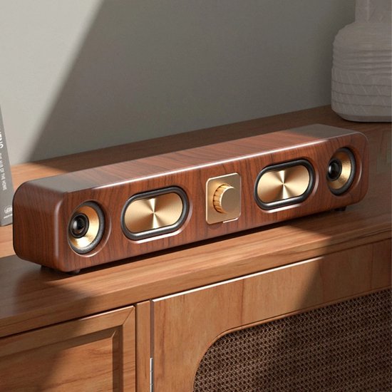 Retro draadloze soundbar met twee 2-inch subwoofers, Bluetooth-luidspreker Geschikt voor op het bureau van Merkloos