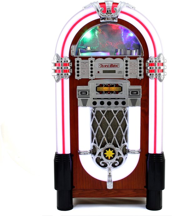 Retro jukebox met verlichting - zwart - 105 cm - 7-kleuren led